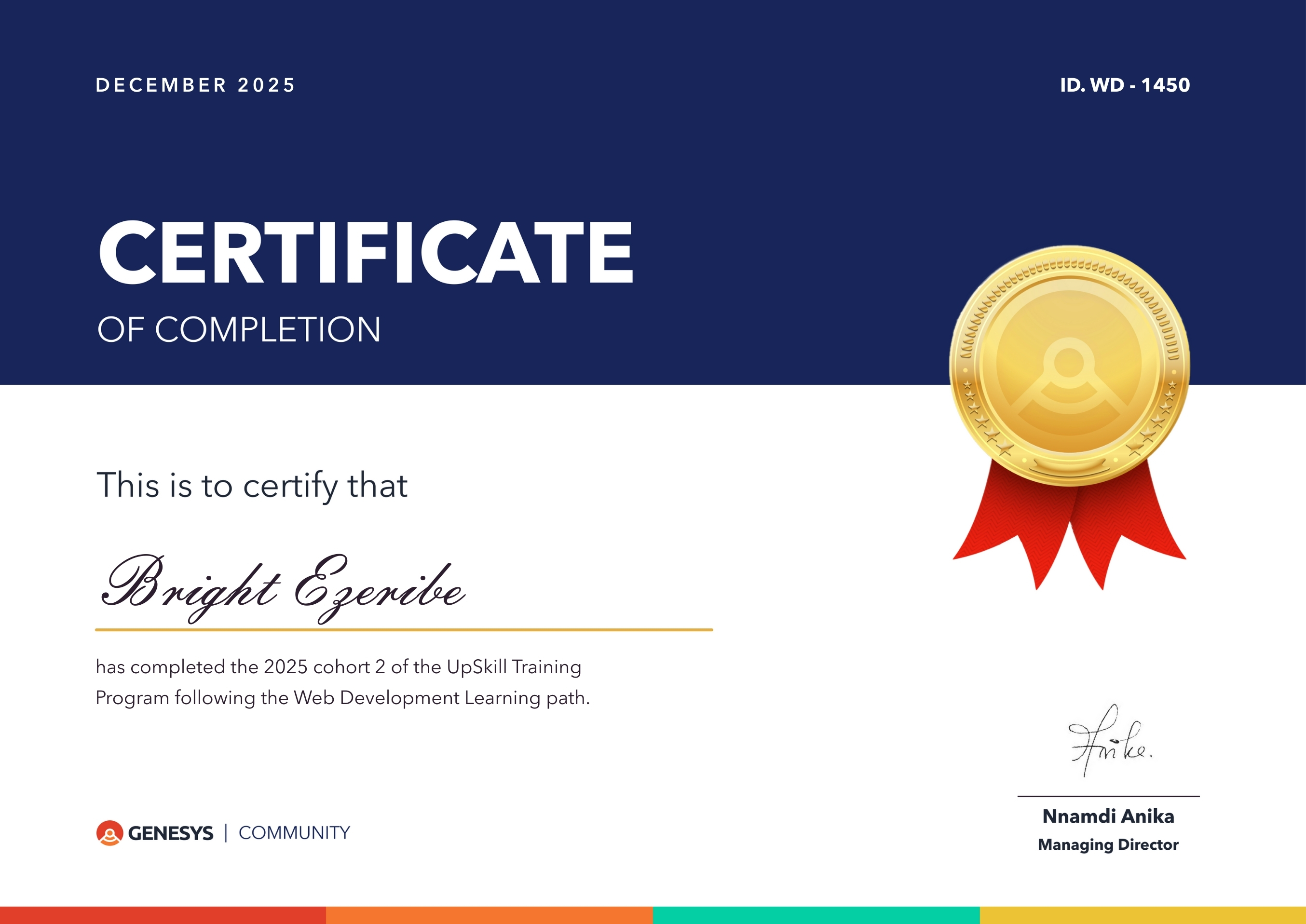 Genesys Web Development Certificate — Bright Ezeribe