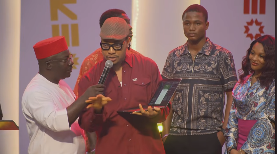 Bright on stage at Enugu Tech Fest — keep building